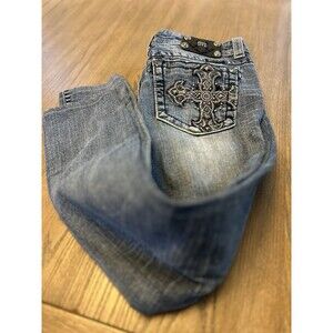 Miss Me Skinny Jeans JPS40052 With Rhinestone Bling And Cross Embroidery Size 29